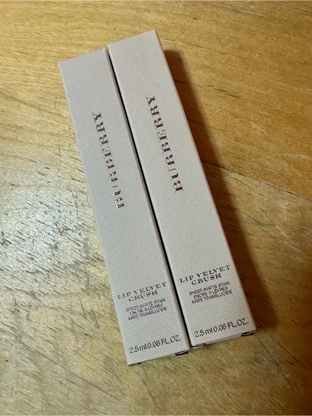 Burberry Lip Velvet Crush Duo NIB - Sugar Pink 40 & Light Crimson 49